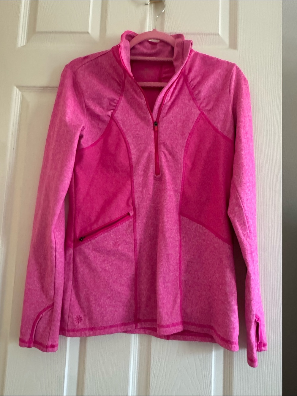 Athleta Hot Pink Quarter-Zip Pullover Sweater